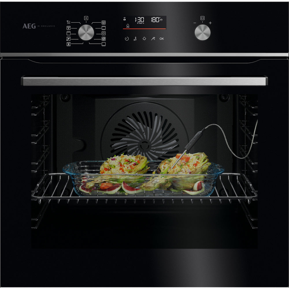 AEG Series 5000 GA5PB50FAB SurroundCook with SteamBake Pyrolytic Self Clean Built-in Single Oven Black