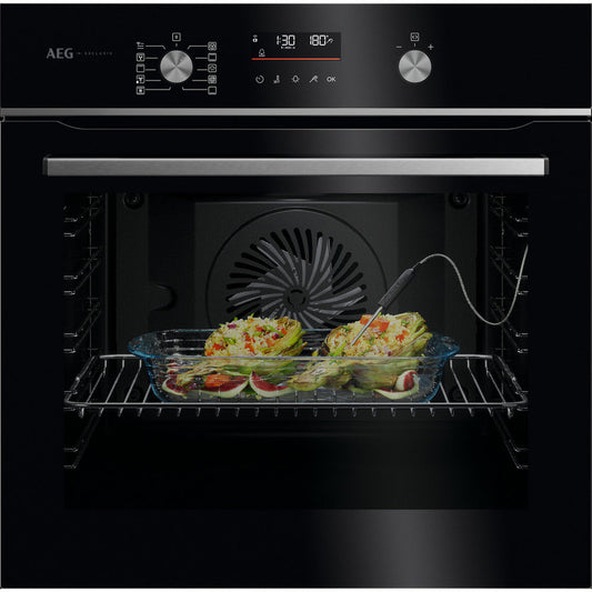AEG Series 5000 GA5PB50FAB SurroundCook with SteamBake Pyrolytic Self Clean Built-in Single Oven Black