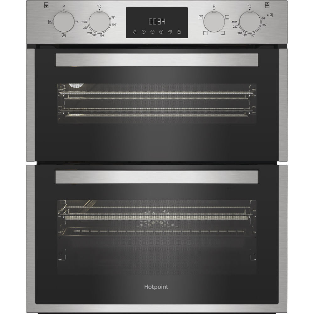 Hotpoint DUH10DIX Built In Electric Double Oven with Enamel Liners Stainless Steel