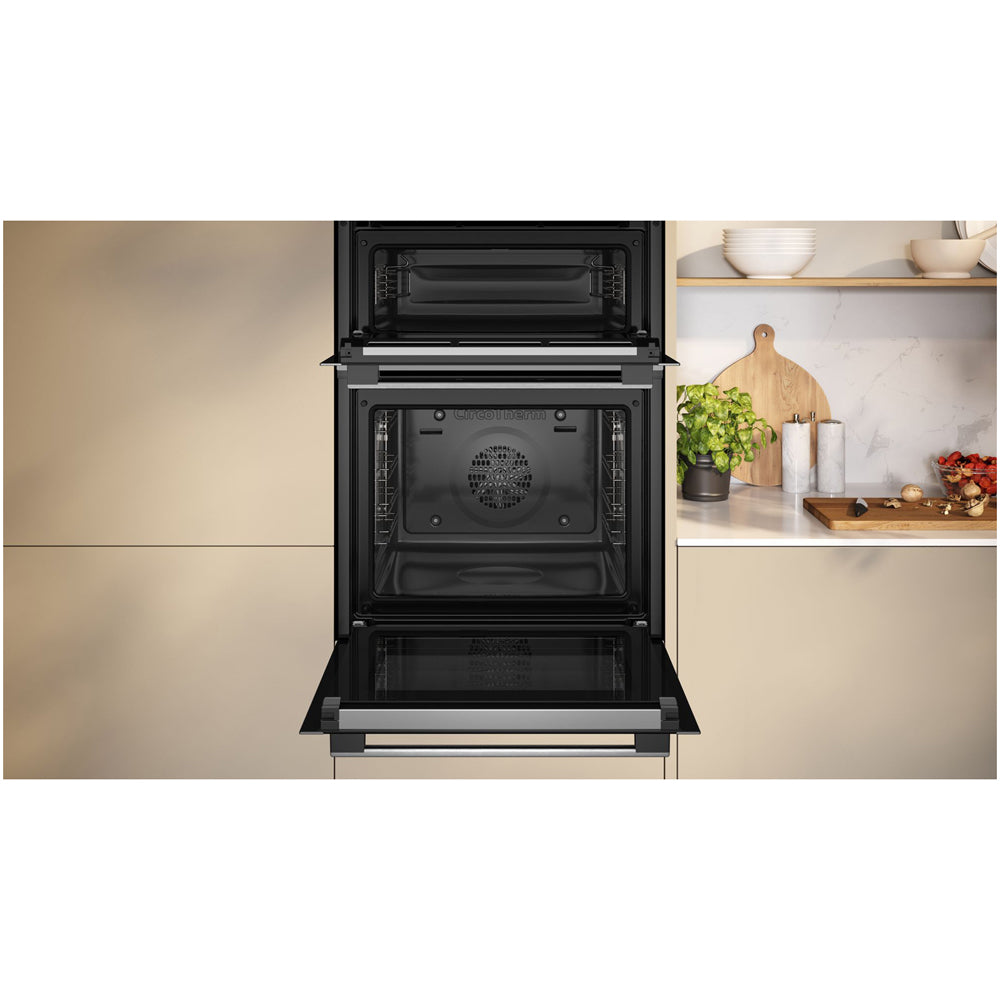 Neff U2ACH7AN7B Built in Self Cleaning Electric Double Oven Stainless Steel